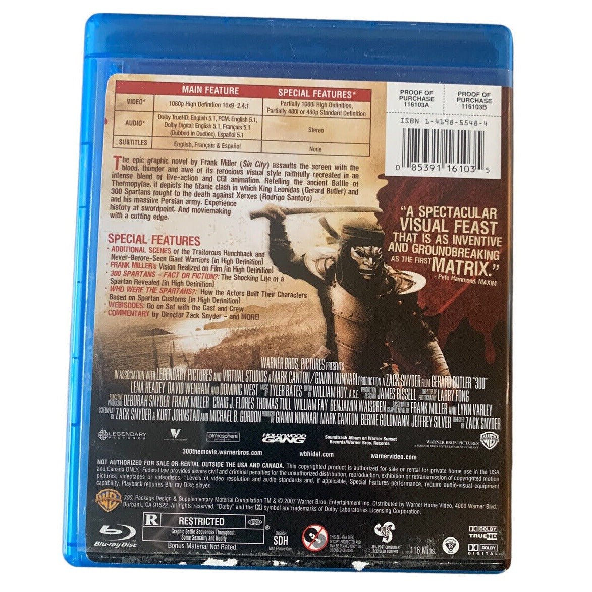 back of dvd case cover with a soldier in battle armour and movie info