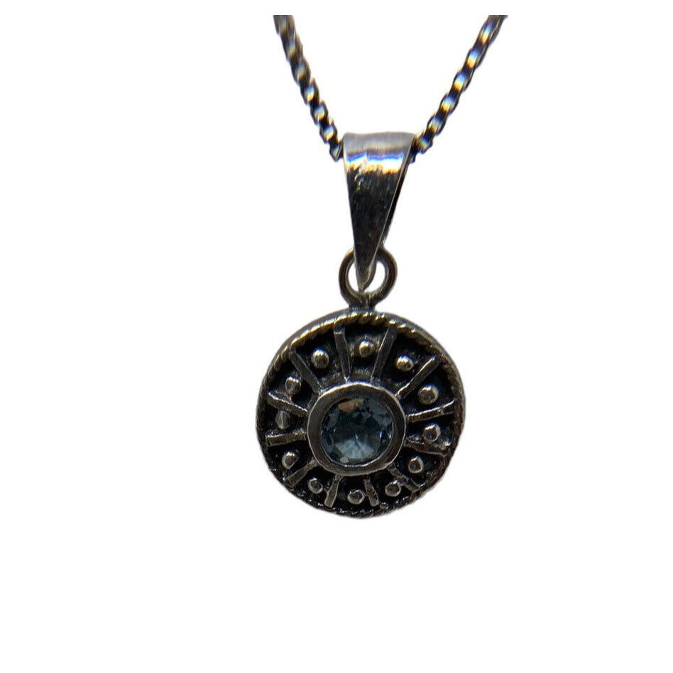Marcasite and Turquoise Stone Pendant and Necklace
