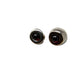 Silver-Colored Button Earrings with Deep Dark Faux Ruby Red Stones