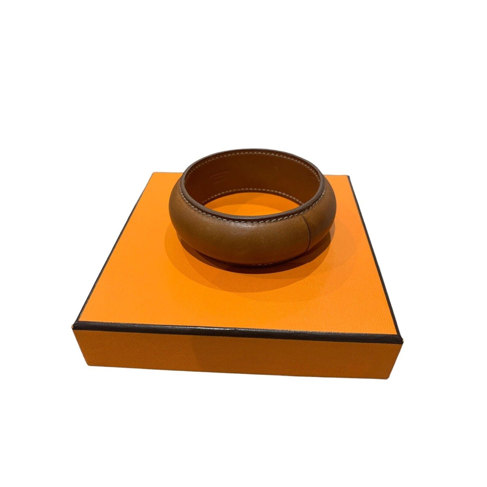 Tan Leather Bangle And Packaging