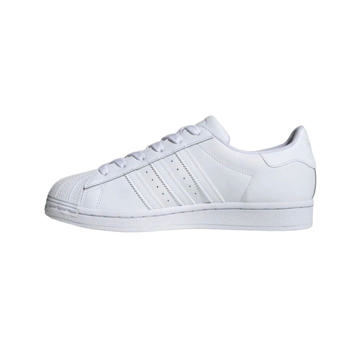 sideview of white Adidas sneaker