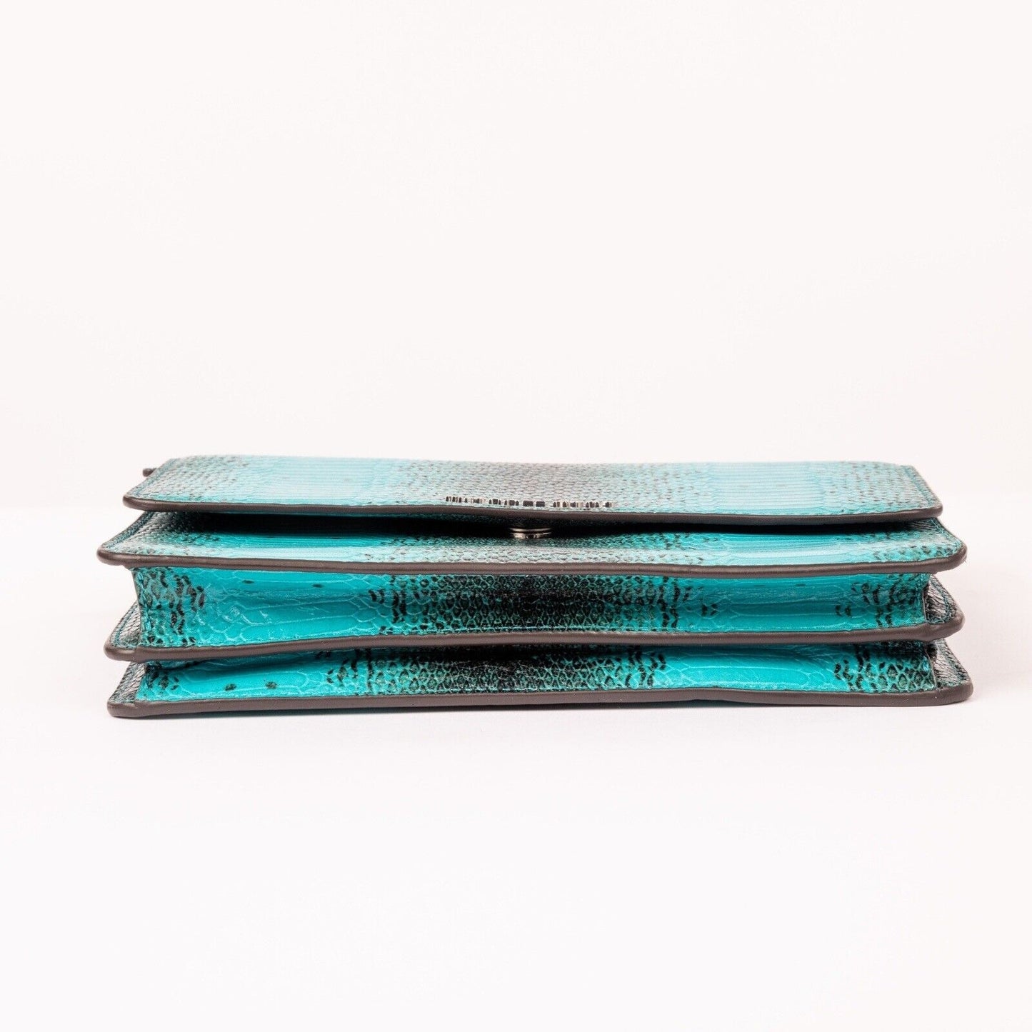 Bottom View Of Turquoise Snake Skin Printed Crossbody Handbag