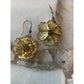 Gold-Plated Tarnished Filigree Drop Earrings In A Floral Daisy Motif