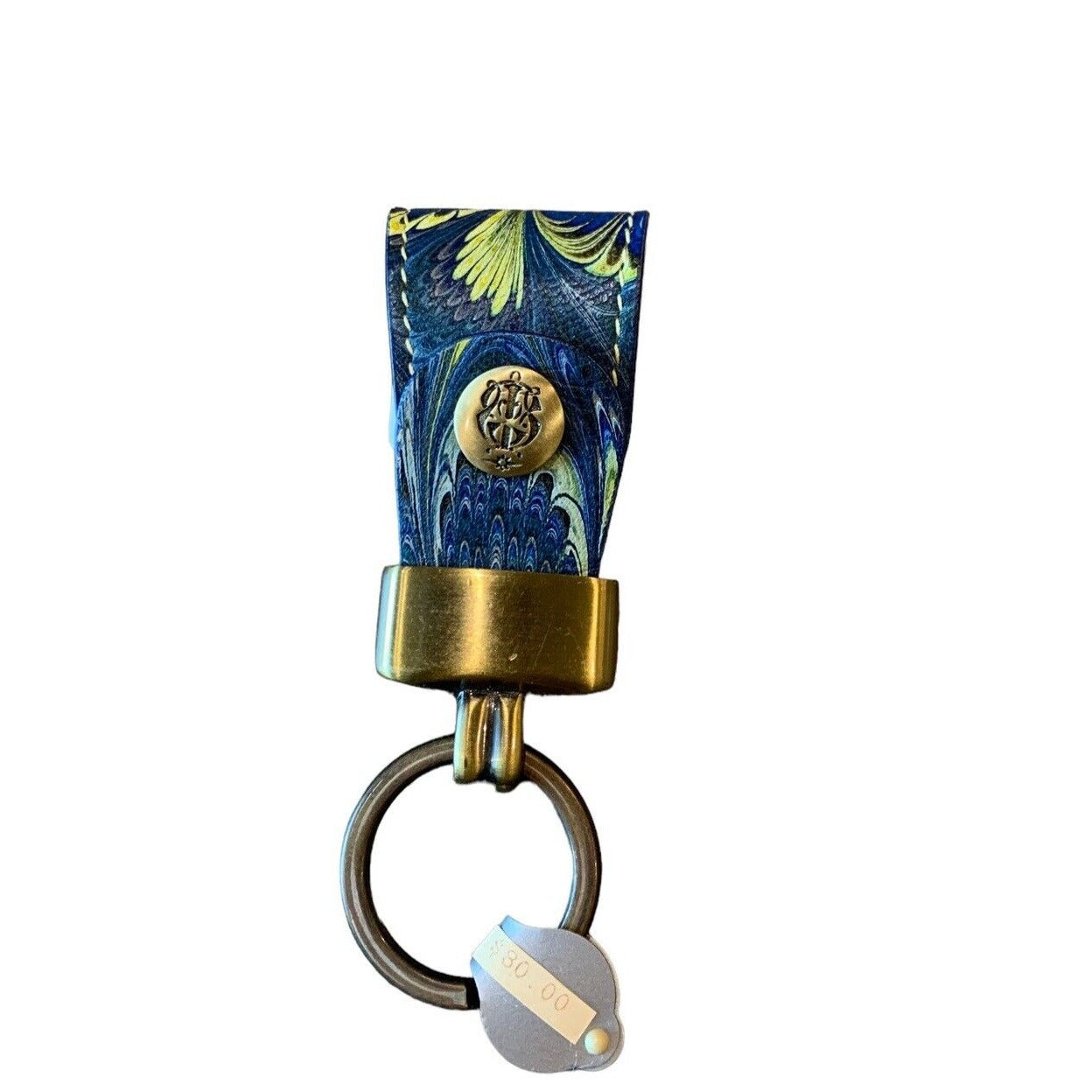 Cuoiofficine IL Papiro Marbleized Painted Leather Key Ring