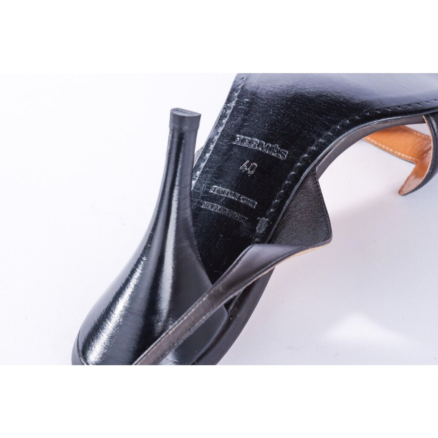 Hermes Night 90 Women's Open Toe 'H" Leather Sandal Heel