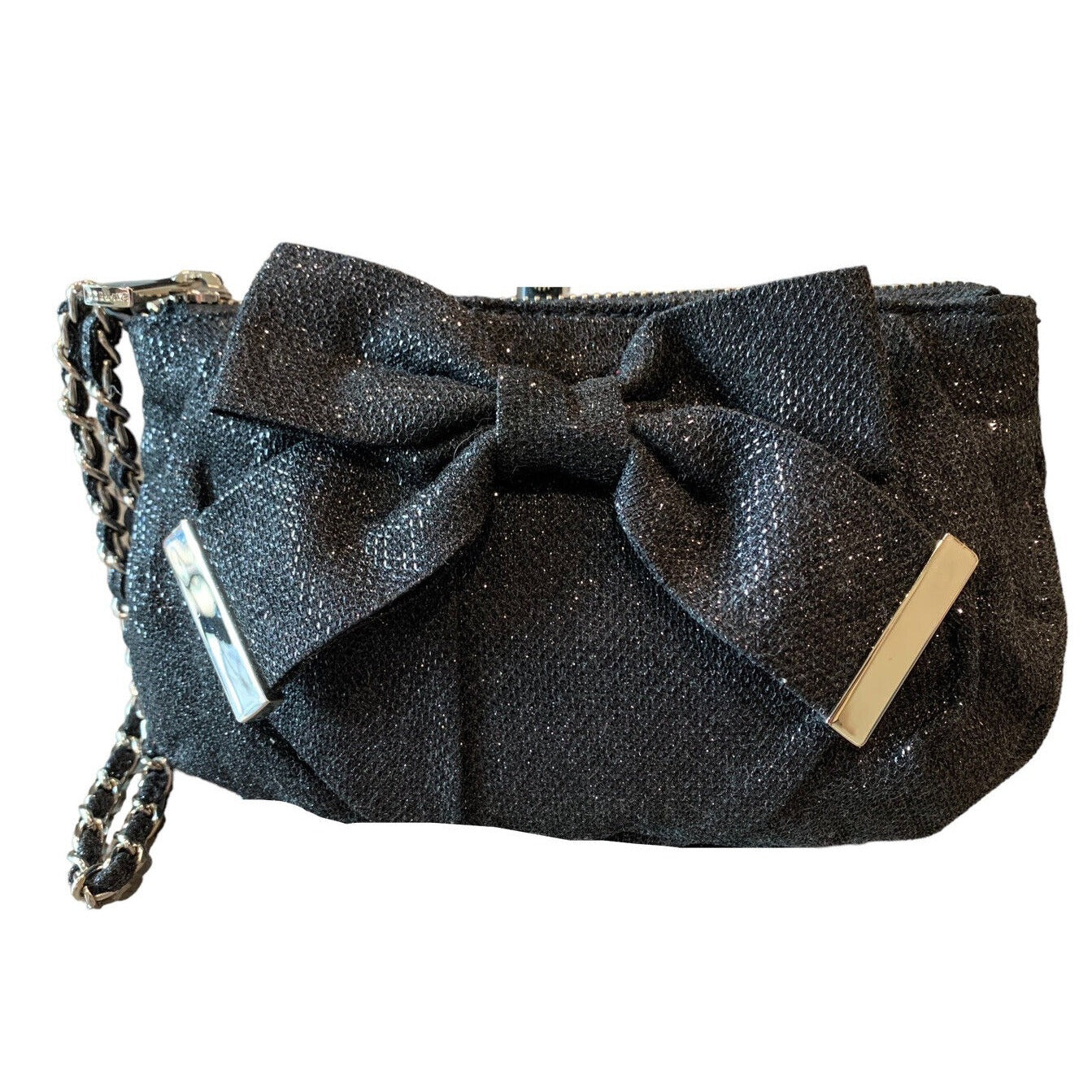 Express Glam Sparkle Wristlet Handbag With Large Bow Accent