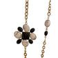 Canipelli Firenze Gold Plated Necklace With Large Black And White Enamel Flower