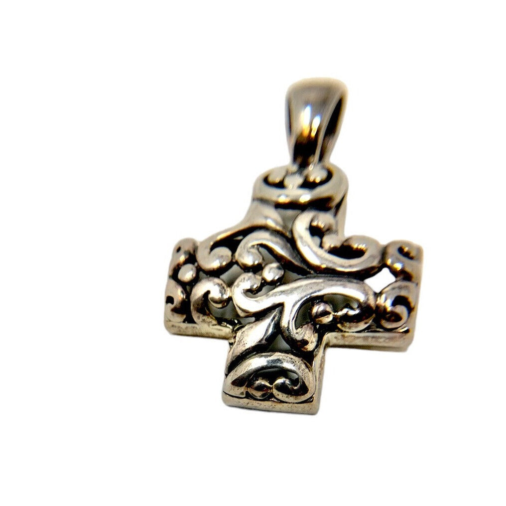 Stainless Steel Scroll-Carved Cross Pendant