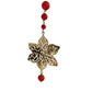 Canipelli Firenze Handbag Charm Flower with Cranberry Red Colored Stones