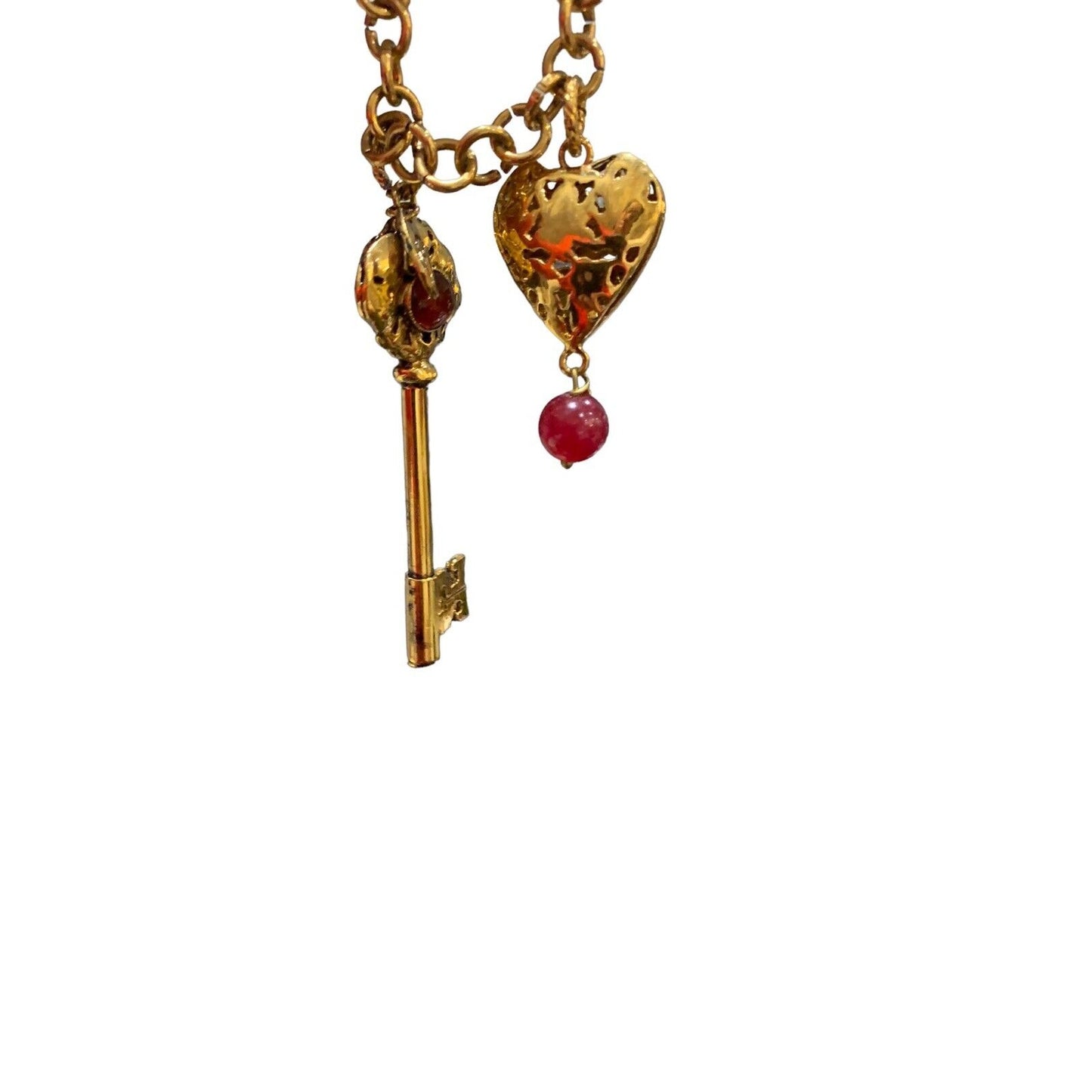 Canipelli Firenze Handbag Charm Key To My Heart with Cranberry Red Colored Stones