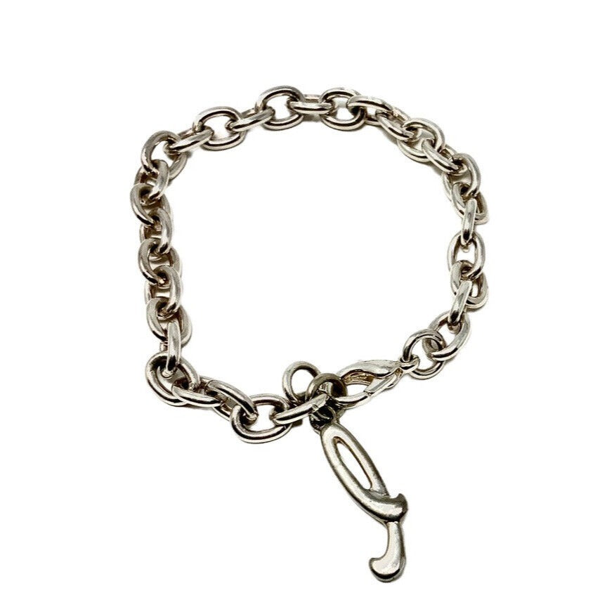 Stainless Steel L Charm Chain Link Bracelet