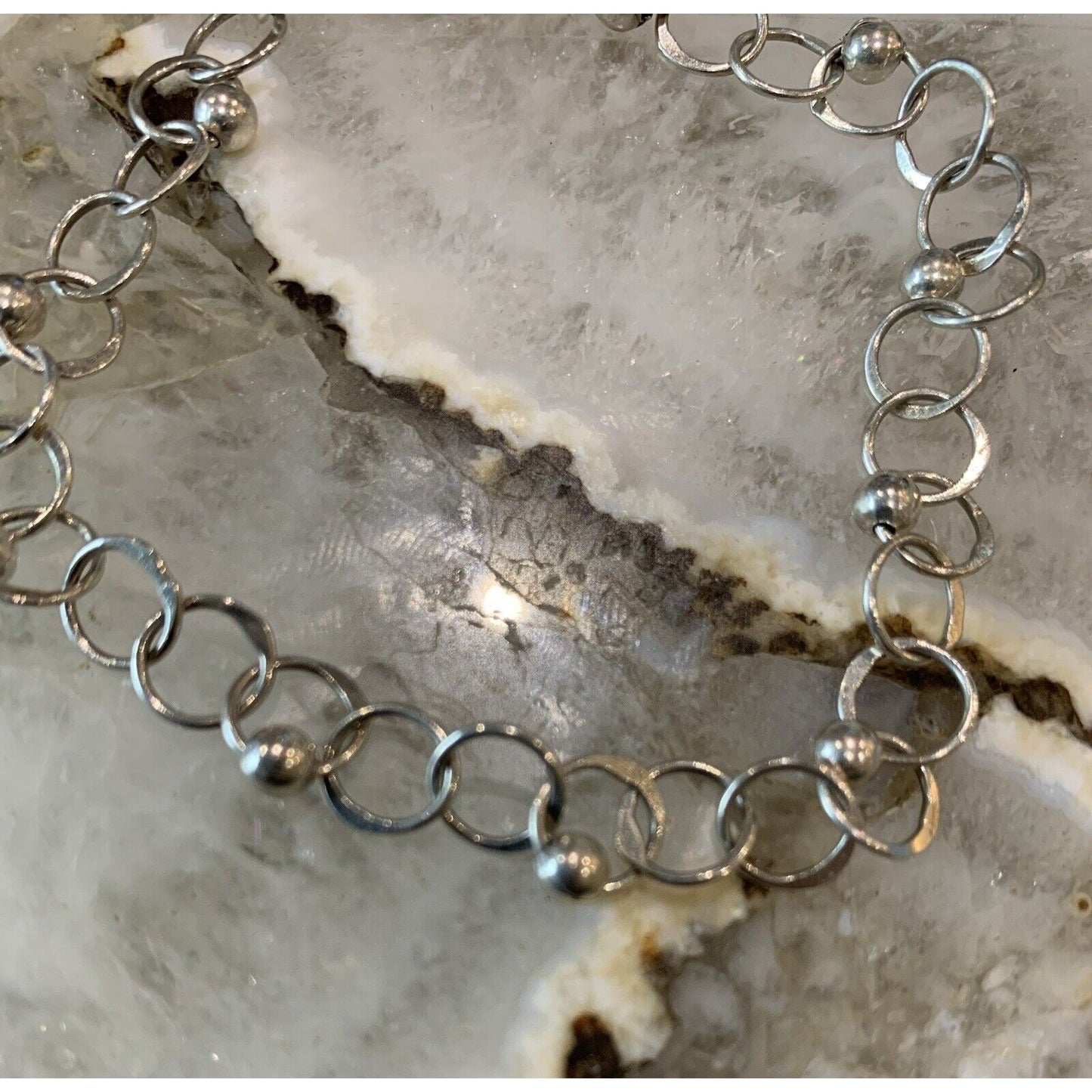 Silver-Tone Chain Link And Silver-Tone Beaded Bracelet