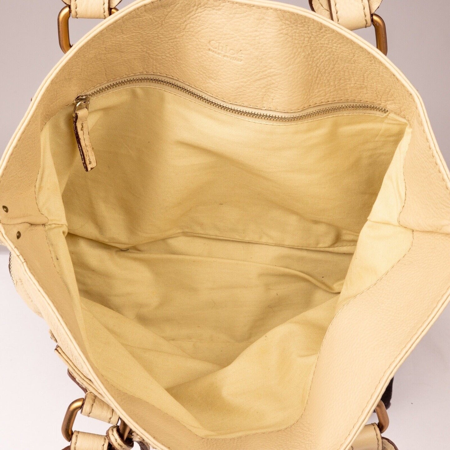 Inside View Of Large Cream Tote Bag