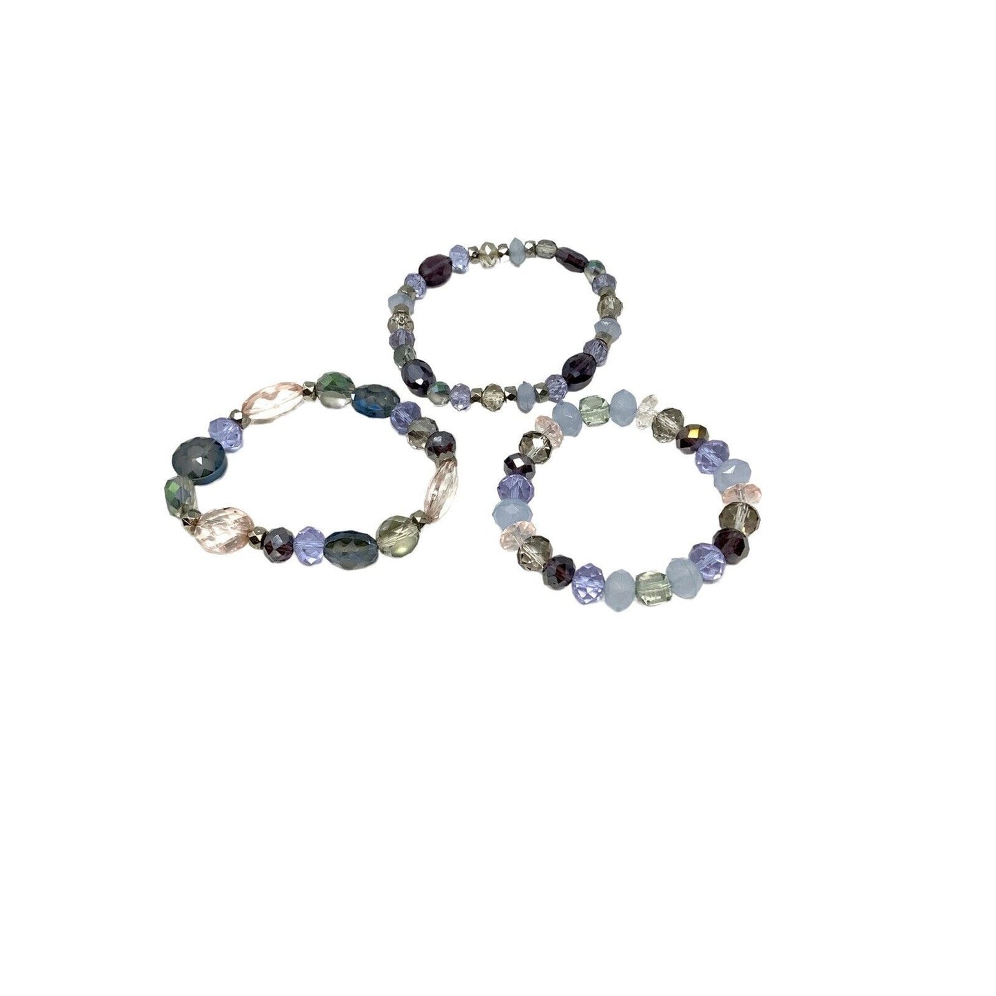 Three Separate Strand Colored Beaded Bracelet