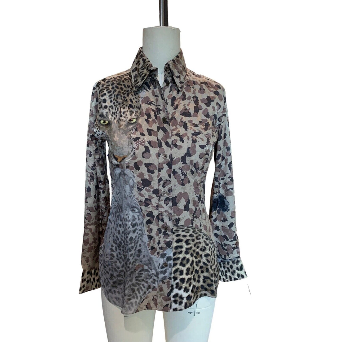 Hermes Women's 100% Silk Panther Printed Blouse