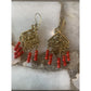 Gold-Tone Chandelier Earrings With Red Beaded Teardrops