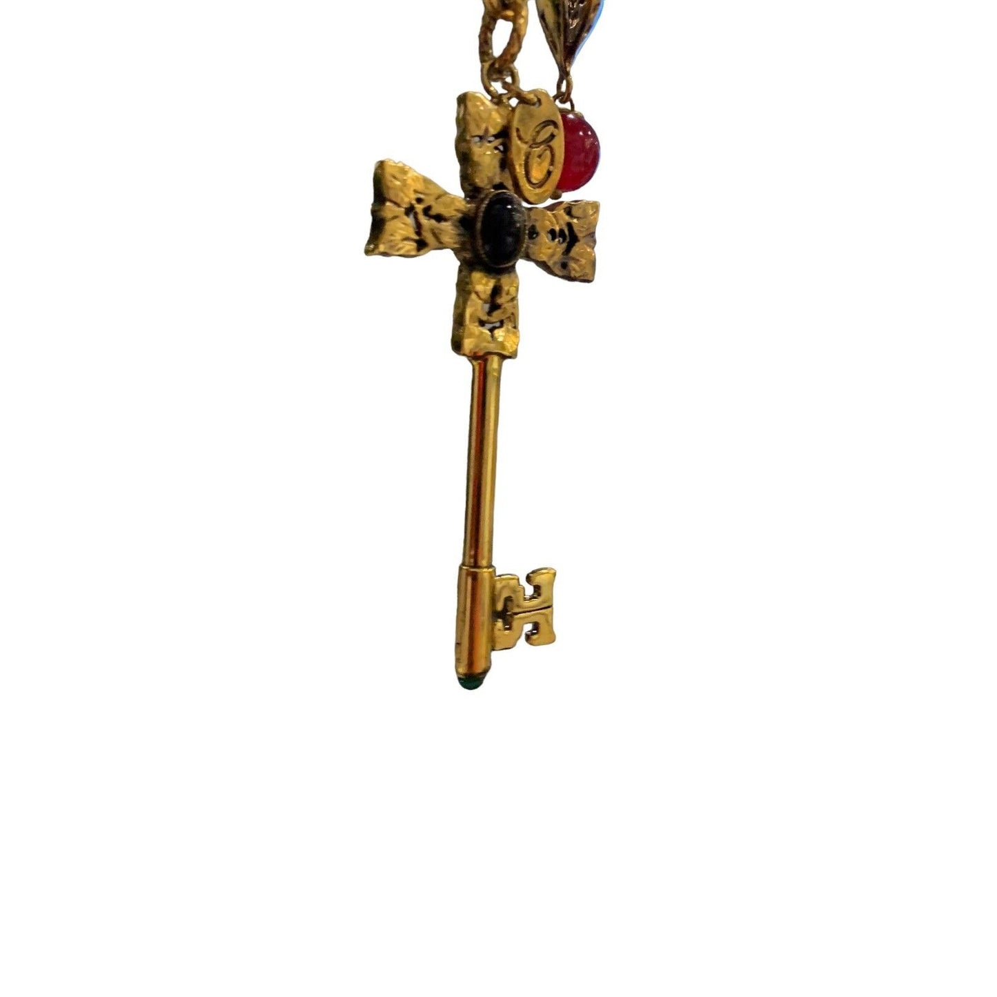 Canipelli Firenze Handbag Charm Renaissance Key with Heart Accent and Stones