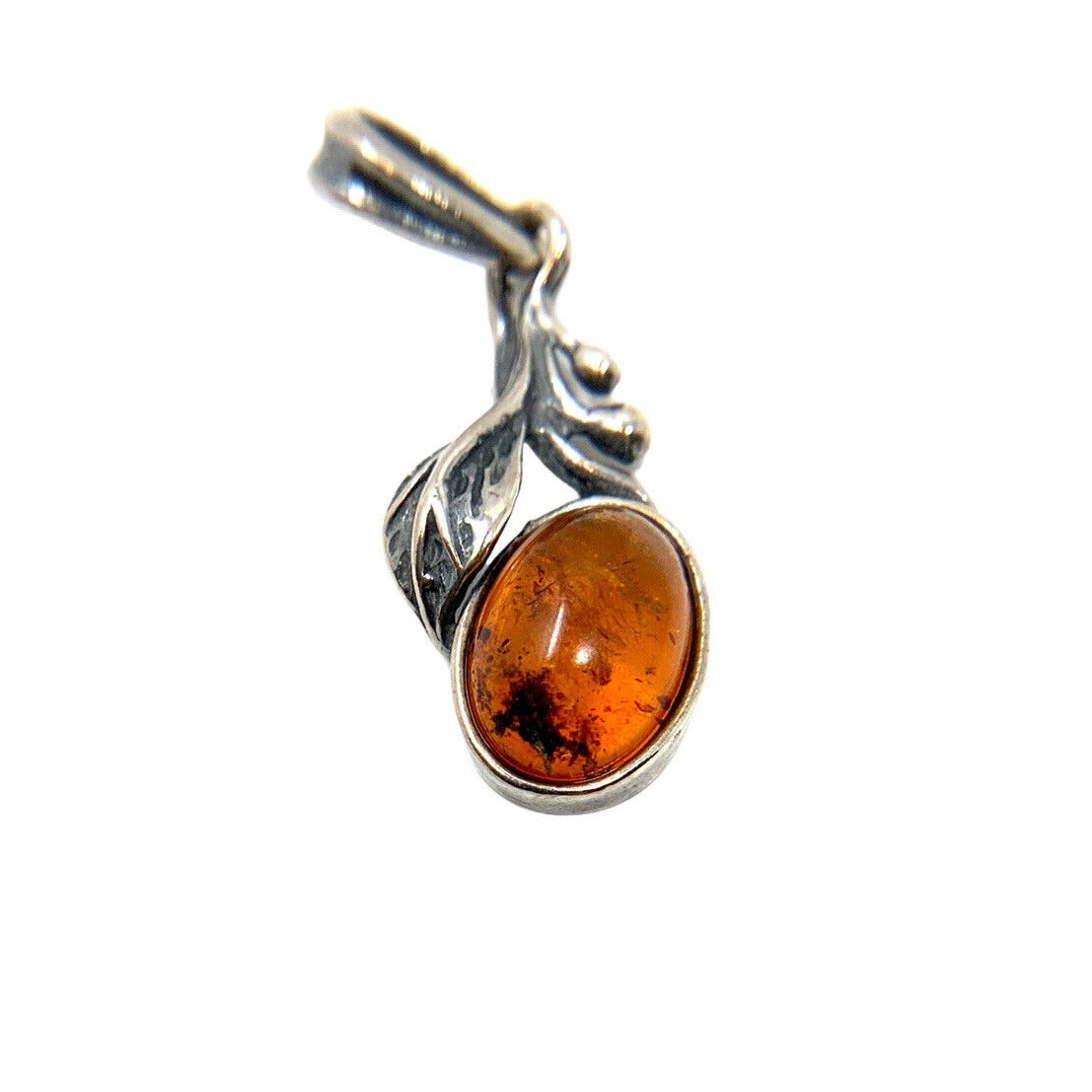 Faux Amber and Silver Color Leaf Pendant
