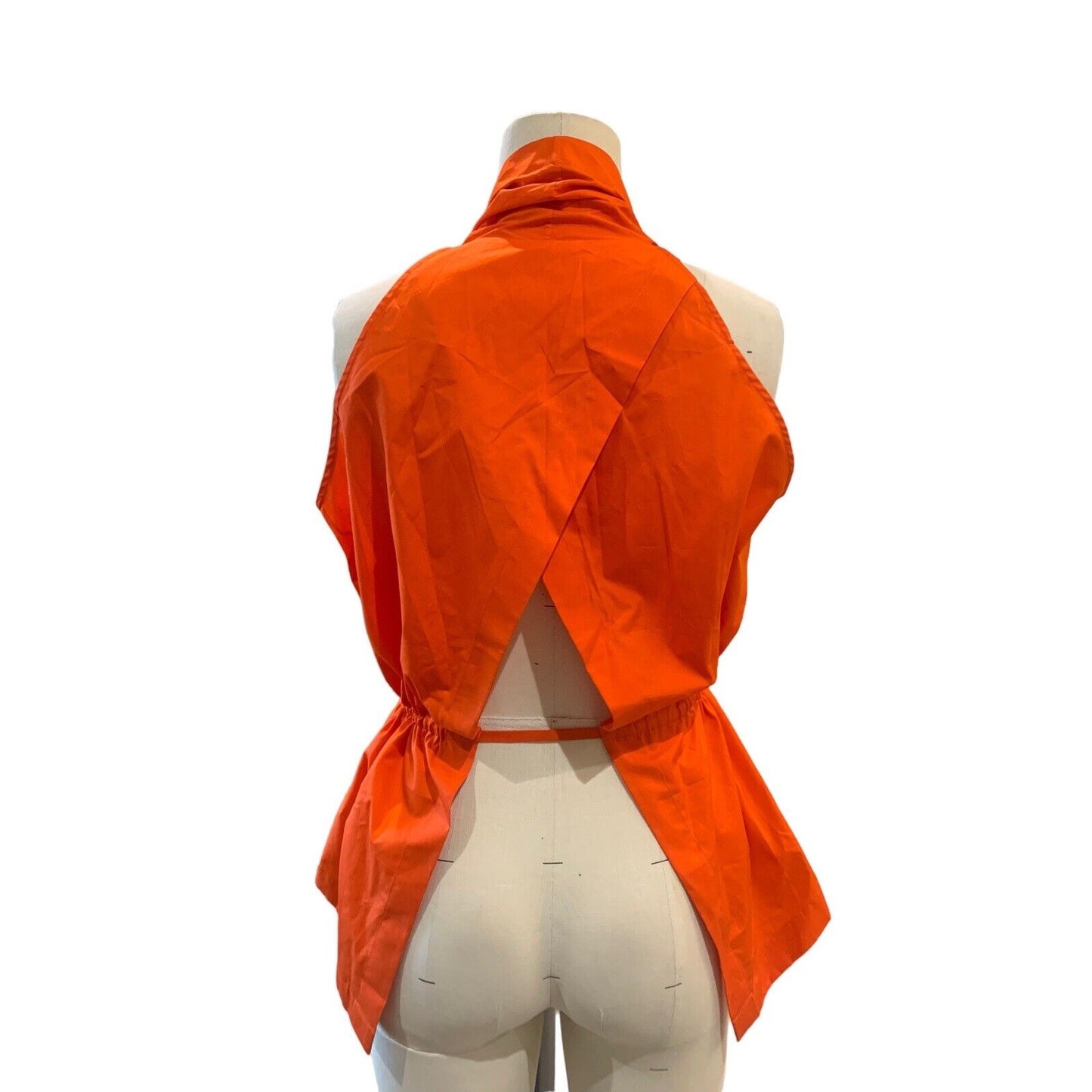 Hermes Sleeveless Drape Top With Cross-Back and Waist Drawstring