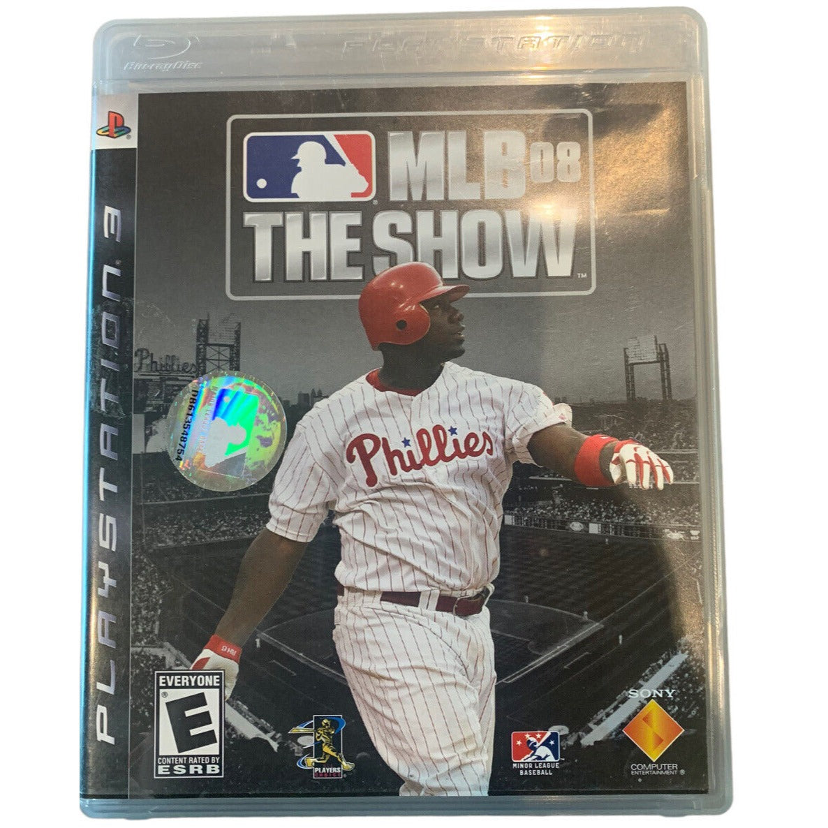 front of case cover with the video game title and image of a baseball player