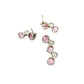 Back of 3 Piece Pink and White Crystal Earrings and Pendant Set in Sterling Silver on a White Background
