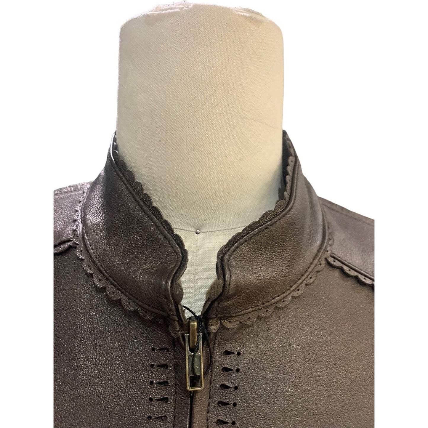Closeup Of Jacket Collar, Zipper and Stitching