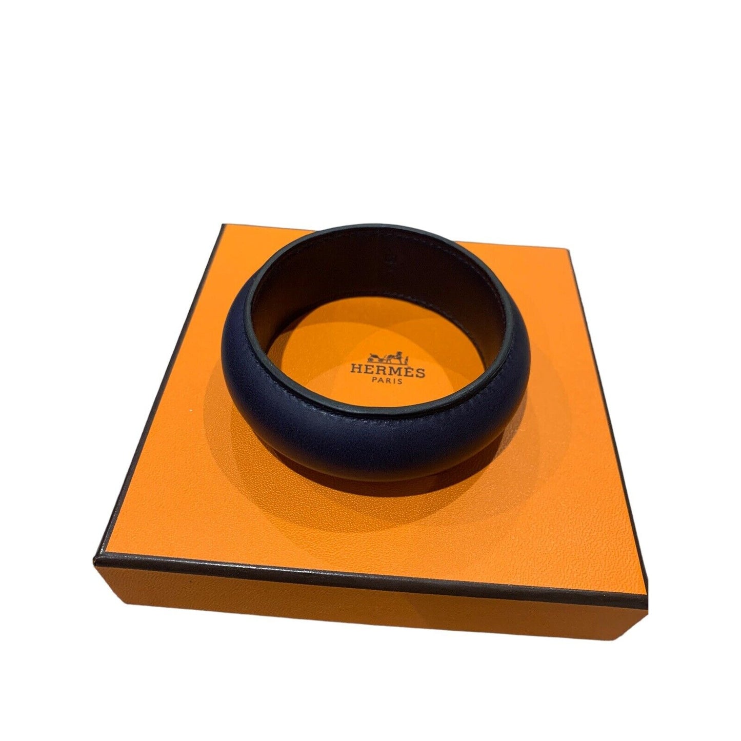 Navy Blue Leather Bangle And Packing Box