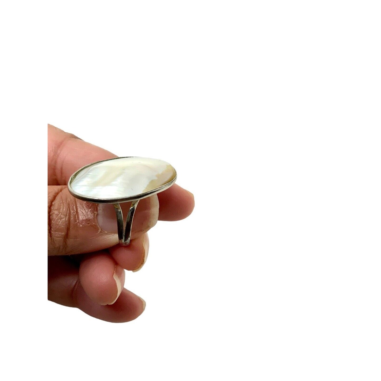 Faux Silver and Imitation Mother of Pearl Ring