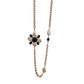Canipelli Firenze Gold Plated Necklace With Large Black And White Enamel Flower
