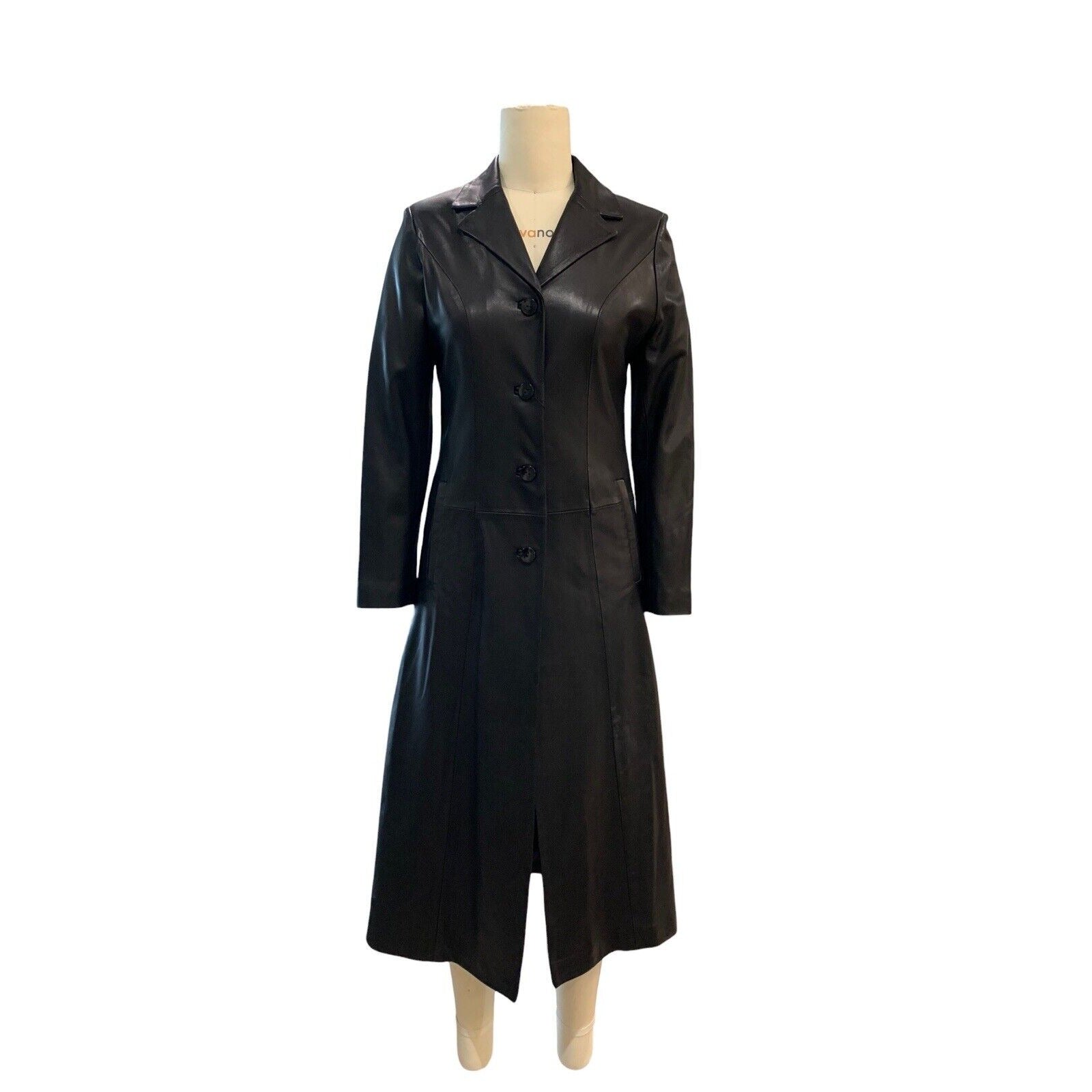 Women's Long Leather Trench Coat