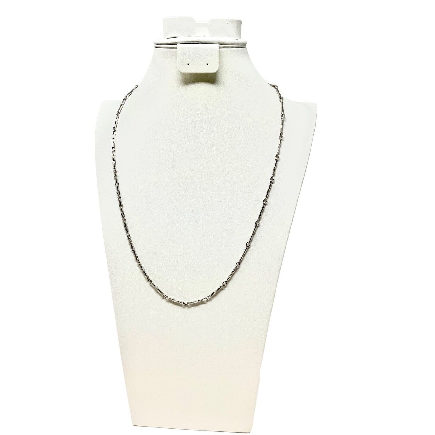 Silver Colored Bamboo Chain Link Necklace