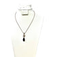 Sterling Silver Beaded Necklace with Black Tear Drop Scrolled Pearl Pendant