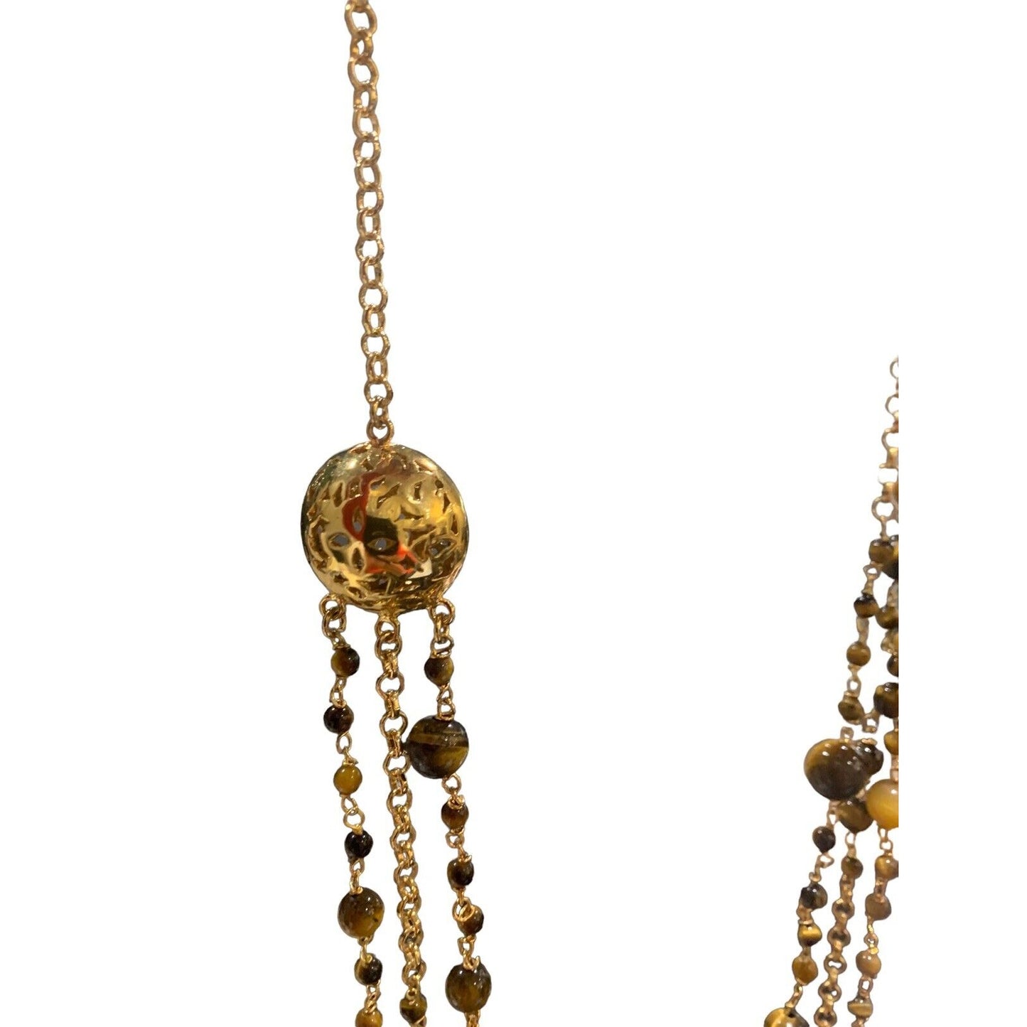 Canipelli Firenze Gold Plated Tigers Eye Multi Strand Beaded Necklace