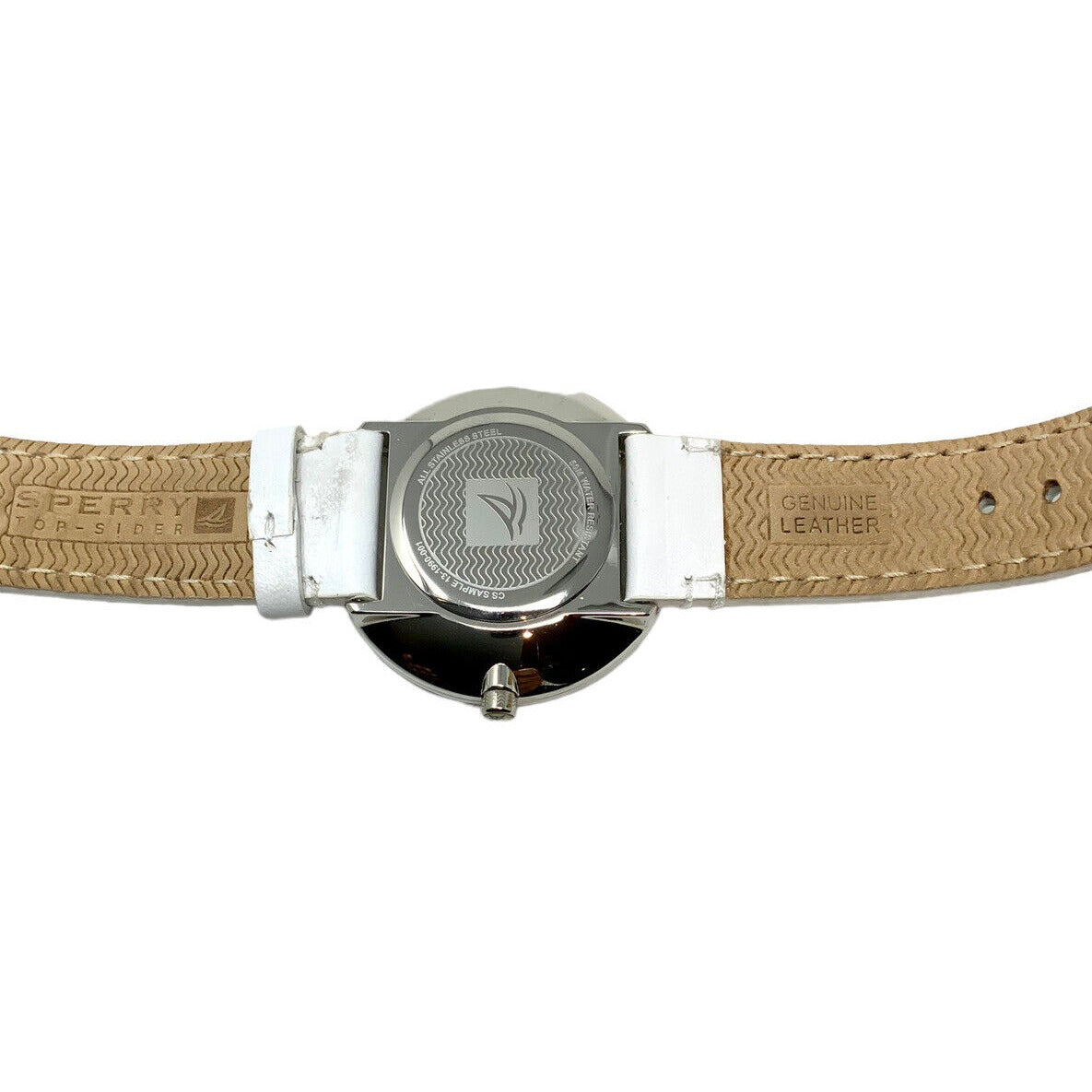 Sperry White Leather Watch with Sparkle Sand