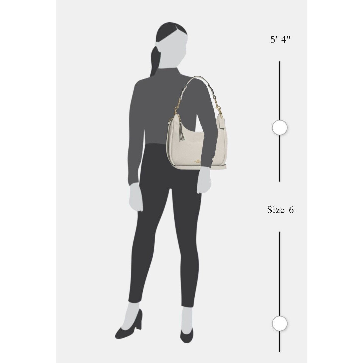 Black And White Vector Graphic Of Woman Wearing Hobo Bag On The Shoulder