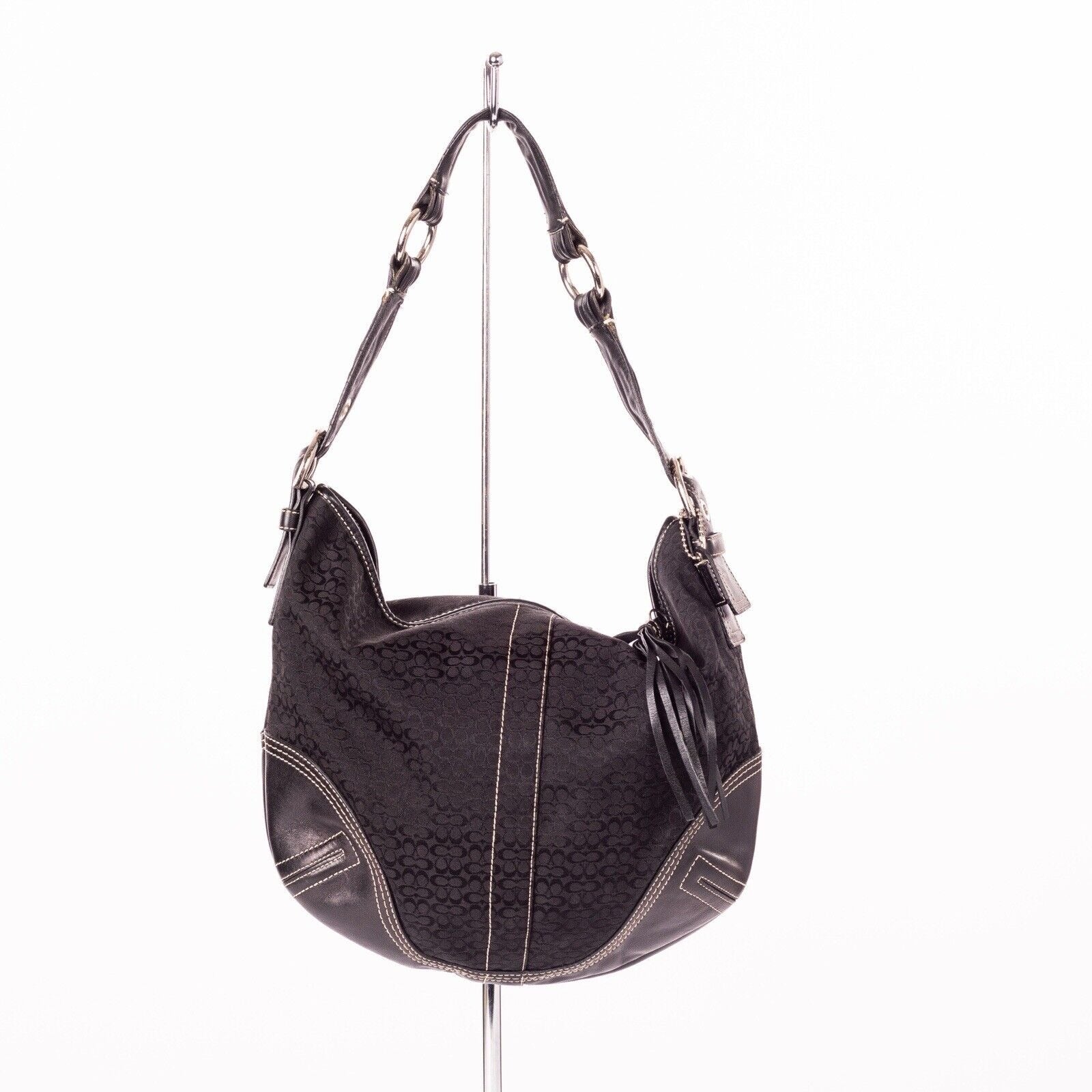 Black Hobo Jacquard Handbag