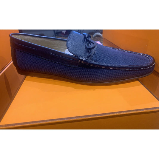 Hermes Men's Amico Style Cloth and Leather Trim Loafer Shoe