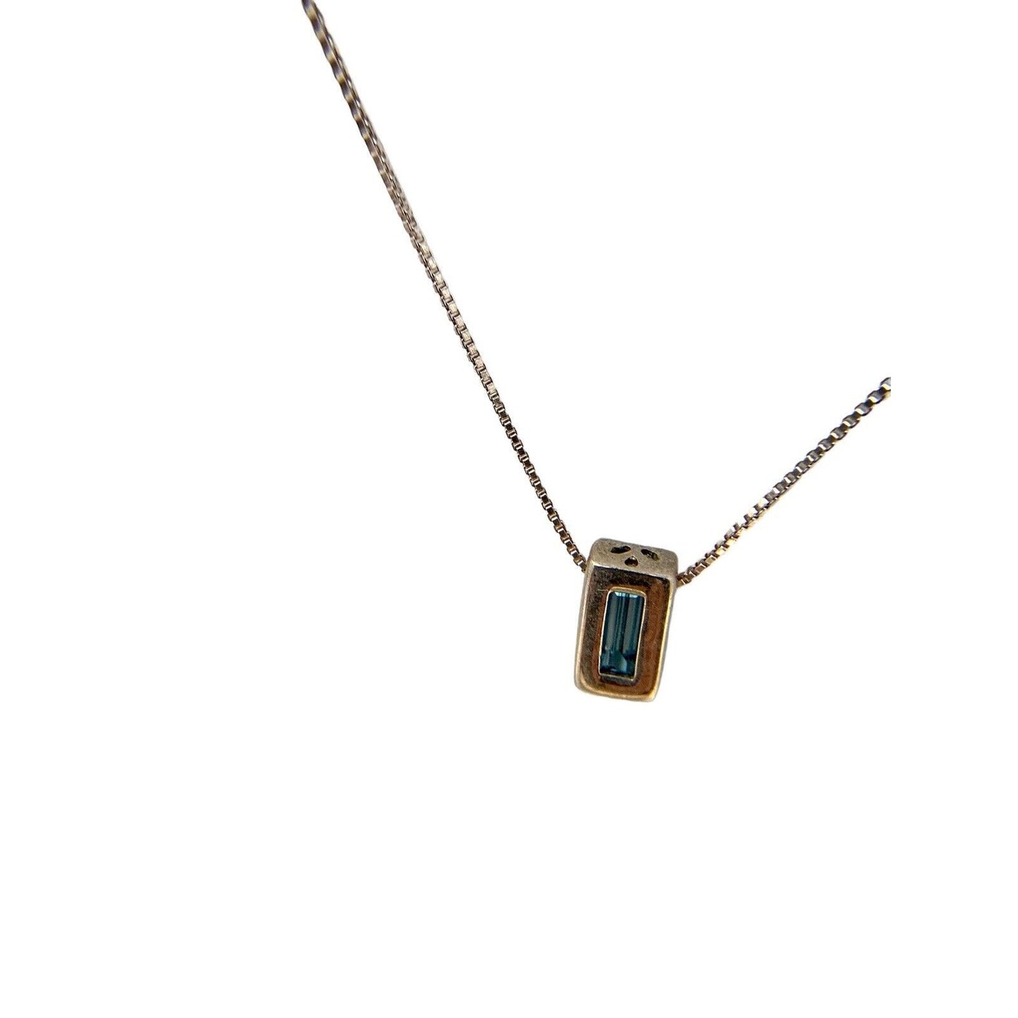 Sterling Silver Necklace With Blue Stoned Pendant