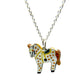 Ceramic Painted Horse Pendant on Silver-Toned Necklace