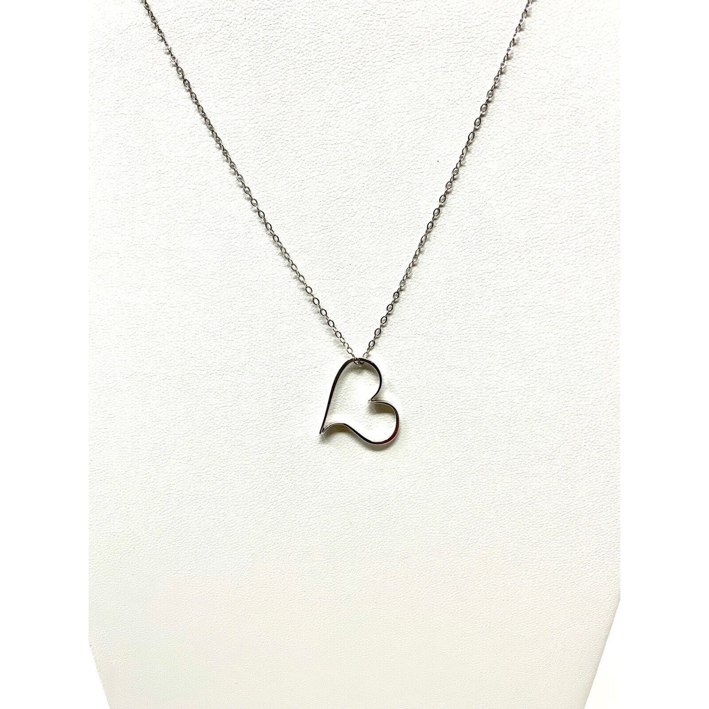 Silver Palladium-Plated Heart Pendant and Necklace