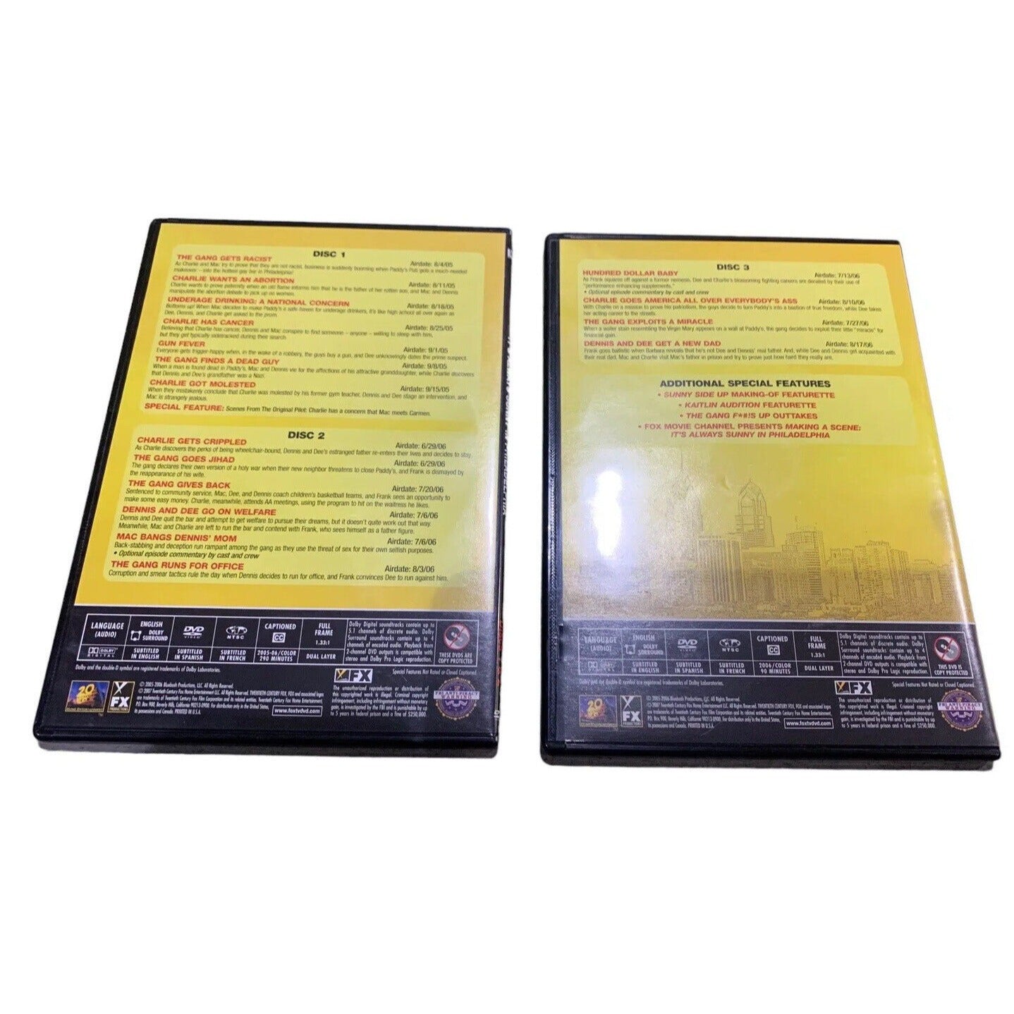 image of the back of two dvd cases with show information