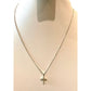Sterling Silver .925 Crystal Miniature Cross Pendant With Necklace