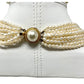 Multi Strand Faux Pearl Necklace and Bracelet with Large Faux Pearl Clasp